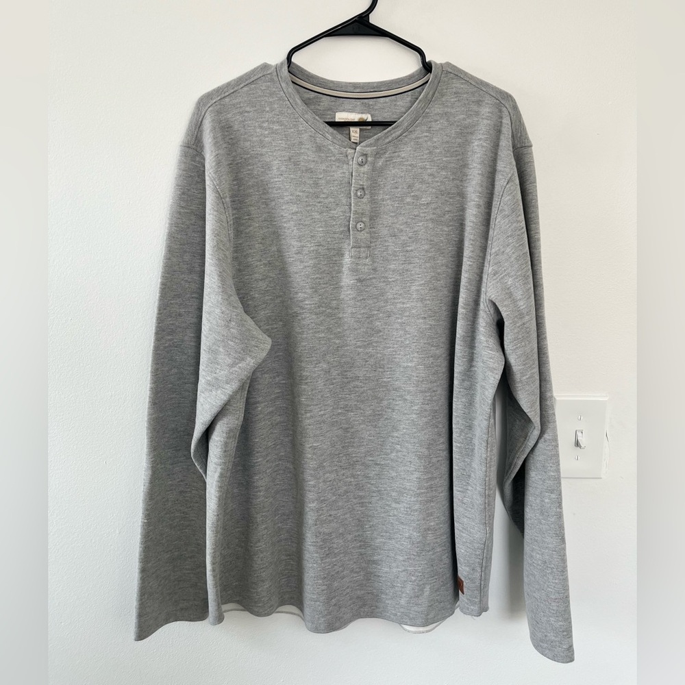 Fundamental Coast Gray Fleece Henley Shirt- Size XXL